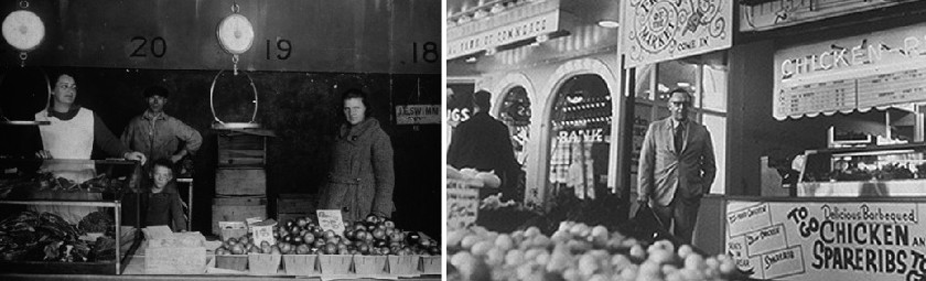 Фотографии рынка: слева – 1920 года, справа – 1964 года