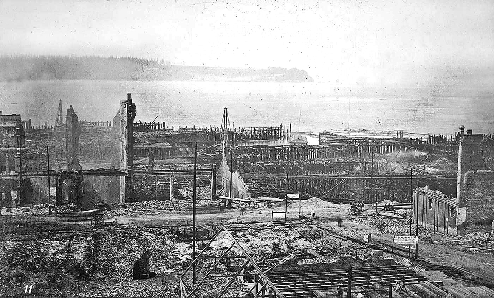 Весь даунтаун Сиэтла сгорел при пожаре 1889 года
