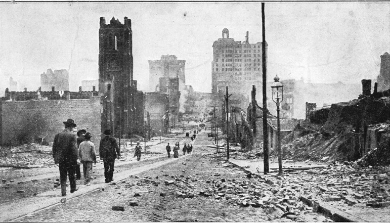 Землетрясение 1906 года и последовавшего за ним пожара полностью разрушили город