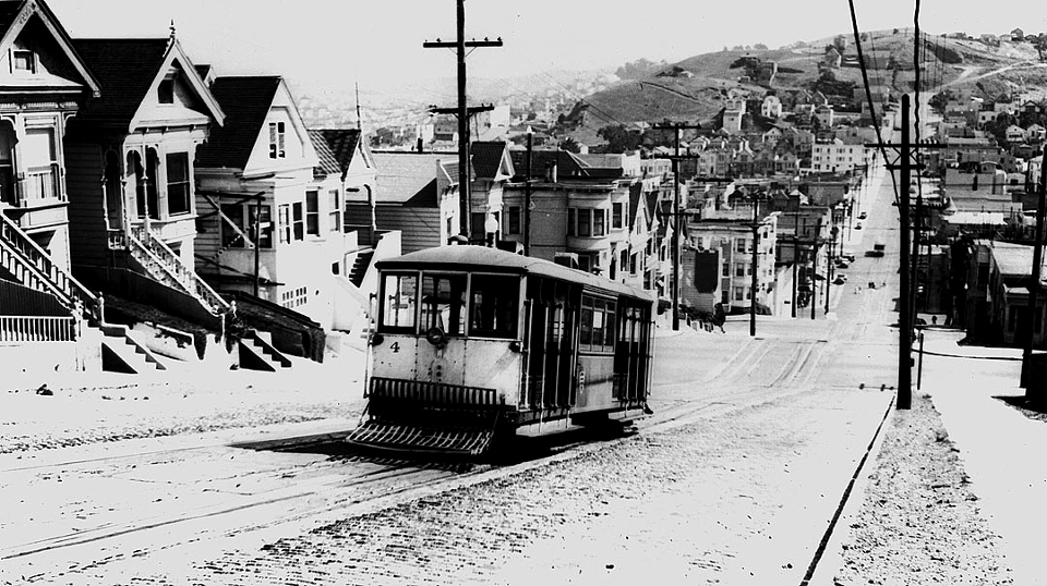 На историческом фото видно, что не все холмы Сан-Франциско  еще застроены