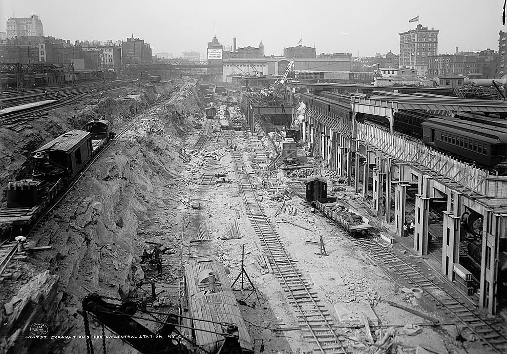 Строительство Центрального вокзала в Нью-Йорке. 1908 год